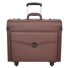 Divergent Retail Cabin Bag Four Wheel Pilot Case Leather Flight Bag Business Executive Carry-on Case DR695 (Brown)