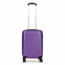 Infinity Leather Expandable Suitcase Trolley Carry On Hand Cabin Luggage Hard Shell ABS Travel Bag Lightweight with TSA Lock (Purple, S(55cm 45L))