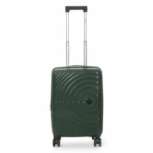 Infinity Leather Expandable Suitcase Trolley Carry On Hand Cabin Luggage Hard Shell ABS Travel Bag Lightweight with TSA Lock (Green, S(55cm 45L))