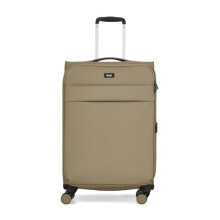 Rock Harper Medium Soft Shell Suitcase in Beige - Lightweight, Sleek & Minimalist Design - Telescopic Handle, 360 Swivel-Wheels & TSA Combination Lock