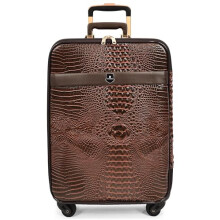 Cabin Size Four Wheels Faux Leather Suitcase Travel Luggage Elite Brown