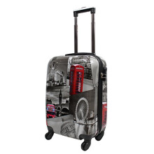 Lightweight 4 Wheel Hard Shell PC London Printed Luggage Suitcase Cabin Travel Bag (Small 20 " (Cabin Size))