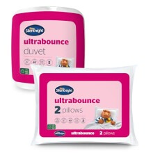 Silentnight Ultrabounce Pillow Pair & 13.5 Tog Duvet - Thick Warm Winter Duvet Quilt & 2 Medium Support Pillows for Stomach, Back and Side Sleepers -