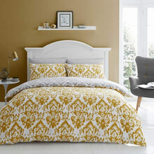 Catherine Lansfield Damask Easy Care Single Duvet Set Ochre