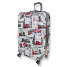 Light weight Hard Shell Spinner 4 Wheel PC London printed Suitcases luggage PC60 (Medium 25" (H68xW43xD28cm))