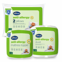 Silentnight Anti Allergy 10.5 Tog Duvet, Pillow Pair & Mattress Topper Bundle - All Year Round Winter Quilt - Anti-Bacterial and Machine Washable with