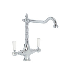 Milano Elizabeth Traditional Lever Handle Kitchen Sink Mixer Tap Swivel Spout - Chrome White