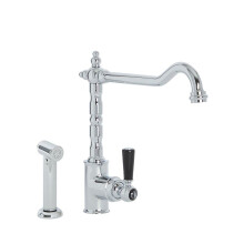 Milano Elizabeth Lever Handle Kitchen Sink Mixer Tap Swivel Spout Pull Out Spray - Chrome Black