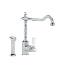 Milano Elizabeth Lever Handle Kitchen Sink Mixer Tap Swivel Spout Pull Out Spray - Chrome White