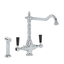 Milano Elizabeth Lever Handle Kitchen Sink Mixer Tap Swivel Spout Pull Out Spray - Chrome Black