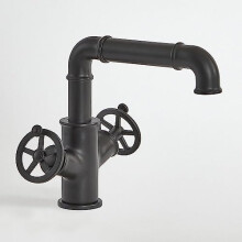 Milano Zandra Mono Bathroom Basin Mixer Tap Circular Handle Swivel Spout - Black