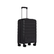ANTLER - Logo Luggage - Cabin Suitcase - Carry On Suitcase for Travel & Holidays - 55 x 40 x 20 cm - Black - Small Suitcase with 4 Spinner Wheels &