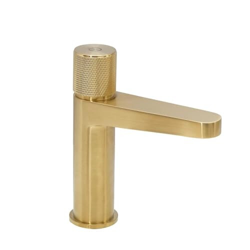 Milano Milano Orta Deck Mounted Push Button Mono Bathroom Basin Mixer Tap - Brushed Brass