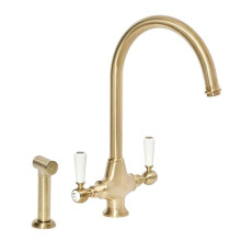 Milano Elizabeth Lever Handle Kitchen Sink Mixer Tap Swivel Spout Spray - Brass