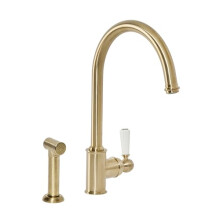 Milano Elizabeth Lever Handle Kitchen Sink Mixer Tap Swivel Spout Spray - Brass