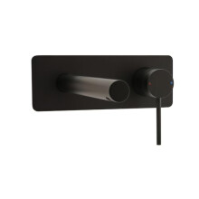 Milano Otto Wall Mounted Bathroom Basin Mixer Tap Lever Handle - Black