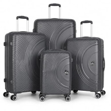 XPLR Lightweight Polypropylene Hard Shell Luggage – 8 Silent 360 Spinner Wheels with Built-in TSA Lock – 32” Size – Grey
