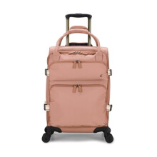 Joules Epwell Collection Trolley Travel Luggage Case, 4-Wheel Spinner Softside Suitcase, Pink, Cabin Small
