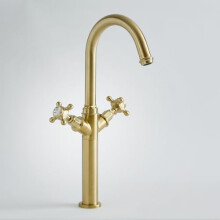 Milano Elizabeth High Rise Bathroom Basin Mixer Tap Crosshead Handles - Brushed Brass