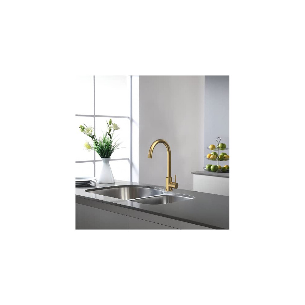 Keenware Kkt-444 Kilburn Contemporary Monobloc Kitchen Mixer Tap: Brushed Brass 5060612604183