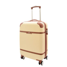 House Of Leather Cabin Size Suitcase Hard Shell Retro Vintage Four Wheel Luggage Jupiter Milky