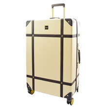 Vintage Style 8 Wheel 360 Spinner Travel Suitcases Hard Shell Wheeled Luggage HLG193 (Cream, Large: 78 x 50 x 29cm, 5kg)