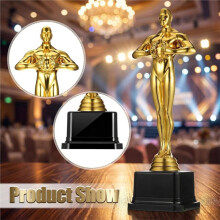 2er-Pack Goldene Auszeichnungstrophäen, Goldene Kunststofftrophäen für Preisverleihungen, Feiern, Wettbewerbe, Veranstaltungen und