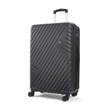 Rock Santiago Large Hard Shell Hold Suitcase in Black - 360 Swivel-Wheels, Lightweight & Stylish Design, Telescopic Handle & Combination Lock -
