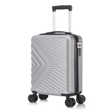 DK Luggage EasyJet 45x36x20 Underseat Cabin Bag Carry On Hand Luggage Suitcase ABS147 with 4 Wheels 18 Inch (Silver, Underseat)