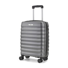 Rock Berlin Small Hard Shell Cabin Suitcase in Charcoal - 360 Swivel-Wheels, Hard-Wearing ABS, Telescopic Handle & Combination Lock - 55x38x22cm 35L