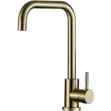 Home Range Modern U-Shaped Kitchen Sink Tap - Durable Brass Kitchen Mixer Tap with Brushed Gold Finish & 360 Swivel - Monobloc Single Lever Kitchen