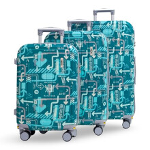 CBA Luggage Set of 3 – Aeropath Design, 57cm, 66cm & 78cm Hard Shell Suitcases with Removable 360 Spinner Wheels, TSA Lock – Lightweight ABS+PC,