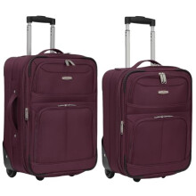 ARIANA Lightweight Hand Luggage Cabin Size Trolley Suitcase Carry On Travel Bag (Burgundy, 2 Pcs Set (18" + 21"))