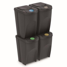 PROSPERPLAST rg-vertrieb Set of 4 Recycling Bins 140 L Sortibox Plastic Anthracite 4 x 35 L