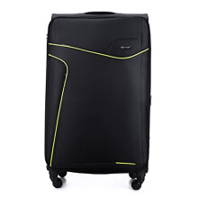 Solier Large Suitcase Lightweight Luggage Trolley Expandable Travel Bag 4 Spinner Wheels Combination Lock 55L (Black/Green, M 23)