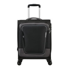 American Tourister Pulsonic - Spinner S, Expandable Hand Luggage, 55 cm, 40.5/43.5 L, Black (Asphalt Black)