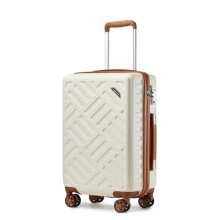 Supercase Cabin Suitcase Lightweight PC+ABS Carry On Luggage Hard Shell Suitcase with Wheels, Lock(20", Cream)