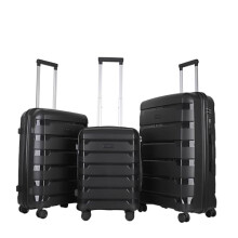JLY Lightweight Polypropylene Luggage Set – 3 Sizes for Every Journey | Spinner Wheels, TSA Lock, Shock-Resistant Shell (Coal Black, 3 Pcs: S/M/L)