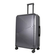 JLY Swirf Large Travel Suitcase – Charcoal Grey Checked Spinner Luggage with TSA Lock, Cup Holder, PC+ABS Shell, Ideal for Business or Family Travel