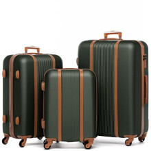 FERGÉ Luggage Set 3 piece Hard Shell Travel Trolley Milano Suitcase Set 4 Spinner Wheels Green