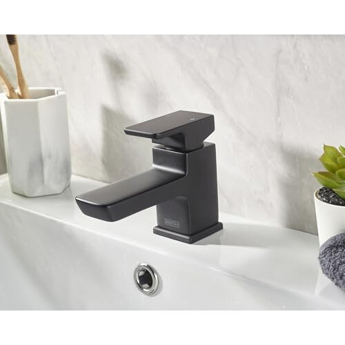 Bristan Bristan Cobalt Basin Mixer Tap with Clicker Waste Black (COB BAS BLK) 1