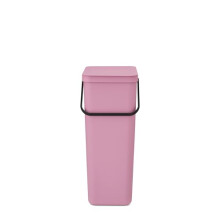 Brabantia Sort & Go Recycle Bin 40L (Lilac Pink), Space-Efficient Plastic Recycle Container with Handle, Removable and Stay-Open Lid, Easy to Clean