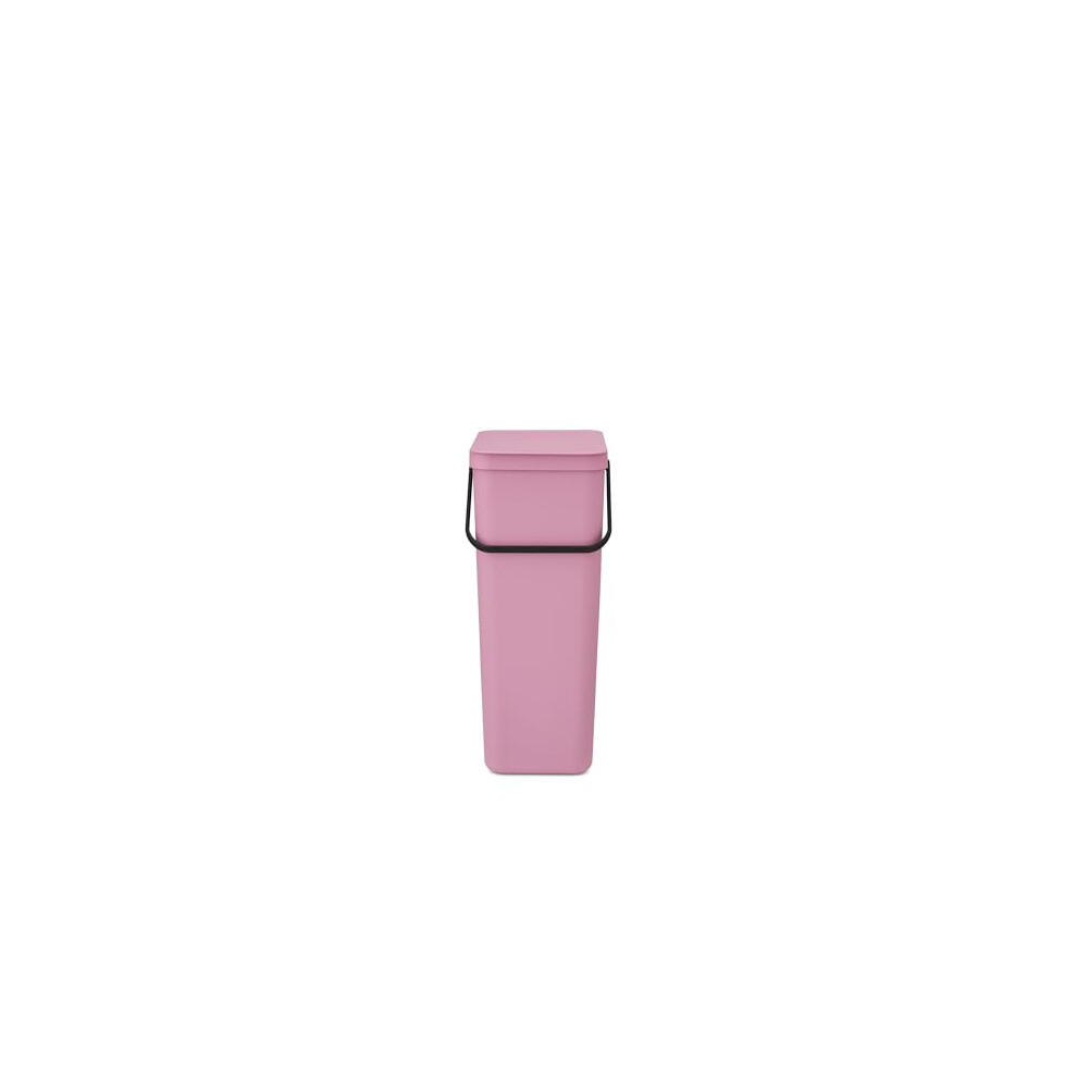 Brabantia Sort & Go Recycle Bin 40L (Lilac Pink), Space-Efficient Plastic Recycle Container With Handle, Removable And Stay-Open Lid, Easy To Clean