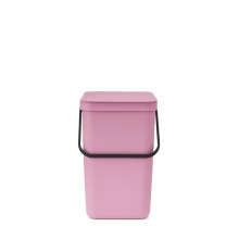 Brabantia Sort & Go Waste Bin 25L (Lilac Pink), Space-Efficient Plastic Recycle Container with Handle, Removable and Stay-Open Lid, Easy to Clean