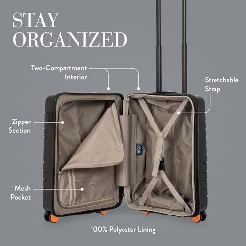 B Y Expandable Hard-Shell Carry-On Trolley, One SizeOlive 2
