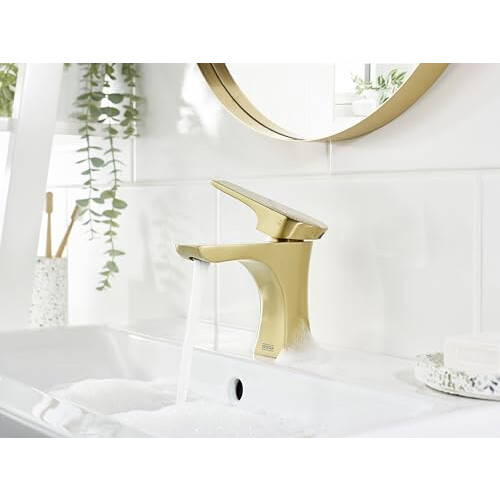 Bristan Bristan Hourglass Eco Start Bathroom Basin Mixer Brushed Brass Tap 1