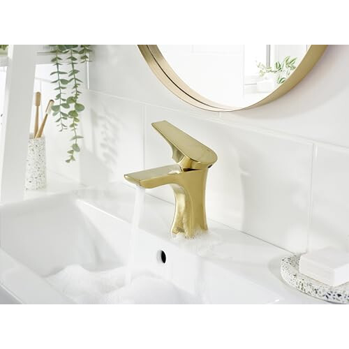 Bristan Bristan Hourglass Eco Start Bathroom Basin Mixer Brushed Brass Tap 2