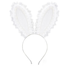 Ruche Kant Strik Barrette Met Lint Ontwerp-heeft een wit oor