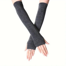 (Dark Gray) Lange anime-manga-armwarmers voor dames (zwart/wit gestreept), elastische pols- en elleboogmanchethandschoenen-achtige