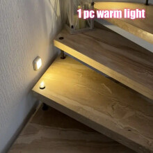 (Warm Light) 6-LED bewegingssensor trapwandlamp, draadloos nachtlampje op batterijen voor onder kast, gang, trap, kast,